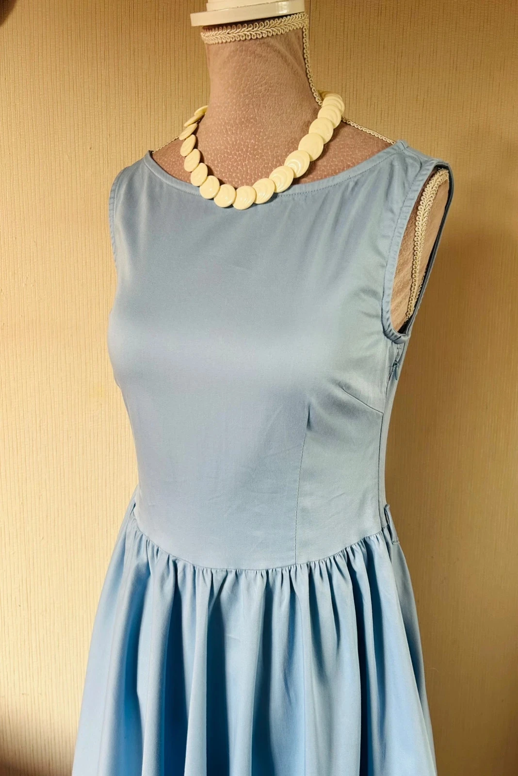 🩵👗Vestido de algodão Rockabilly Pin-Up Retrô Azul Céu Lindy Bop Vintage 50s estilo Swing Dress 34/36👗🩵 – photo 14